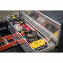 CRAFTSMAN Truck Tool Boxes 71.36-in x 19.57-in x 17.21-in Brite Aluminum Crossover Truck Tool Box -Hopkins Online Shop 09802831