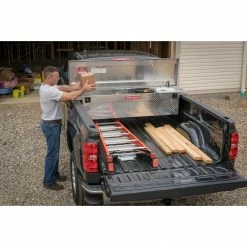CRAFTSMAN Truck Tool Boxes 71.36-in x 19.57-in x 16.58-in Brite Aluminum Crossover Truck Tool Box -Hopkins Online Shop 09839550