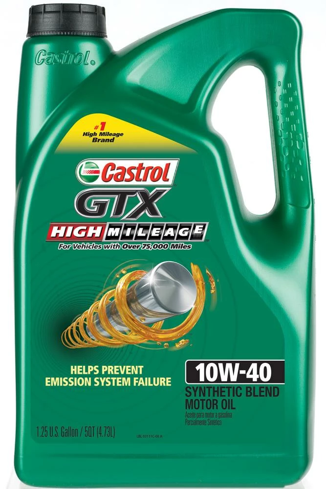 CASTROL Motor Oil & Additives GTX High Mileage 10W-40 5 Qt 1 CASTROL Motor Oil & Additives GTX High Mileage 10W-40 5 Qt