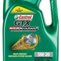 CASTROL Motor Oil & Additives GTX High Mileage 5W-20, 5 Qt.