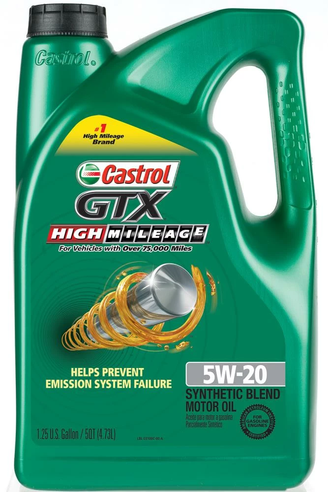 CASTROL Motor Oil & Additives GTX High Mileage 5W-20, 5 Qt. 1 CASTROL Motor Oil & Additives GTX High Mileage 5W-20, 5 Qt.
