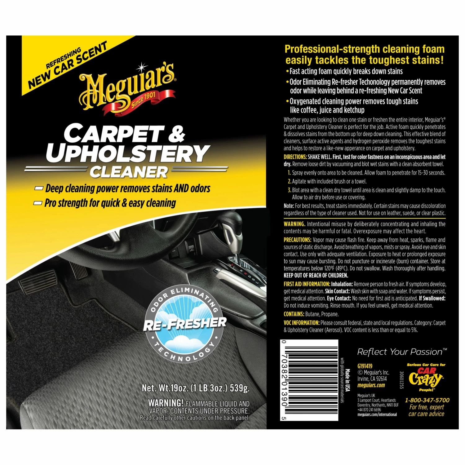Meguiar's Car Interior Cleaners Carpet and Upholstery Cleaner, G191419 19-fl oz 7 Meguiar's Car Interior Cleaners Carpet and Upholstery Cleaner, G191419 19-fl oz - Image 7