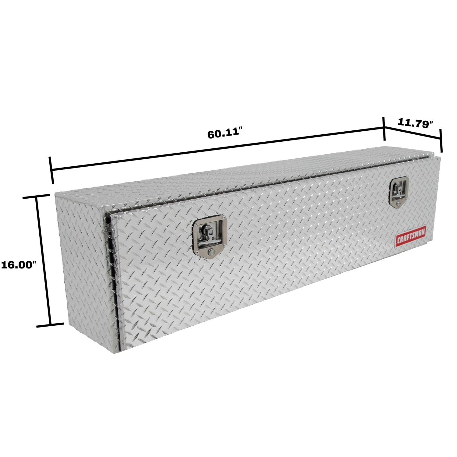 CRAFTSMAN Truck Tool Boxes 60-in x 12-in x 16-in Brite Aluminum Top Mount Truck Tool Box 9 CRAFTSMAN Truck Tool Boxes 60-in x 12-in x 16-in Brite Aluminum Top Mount Truck Tool Box - Image 9