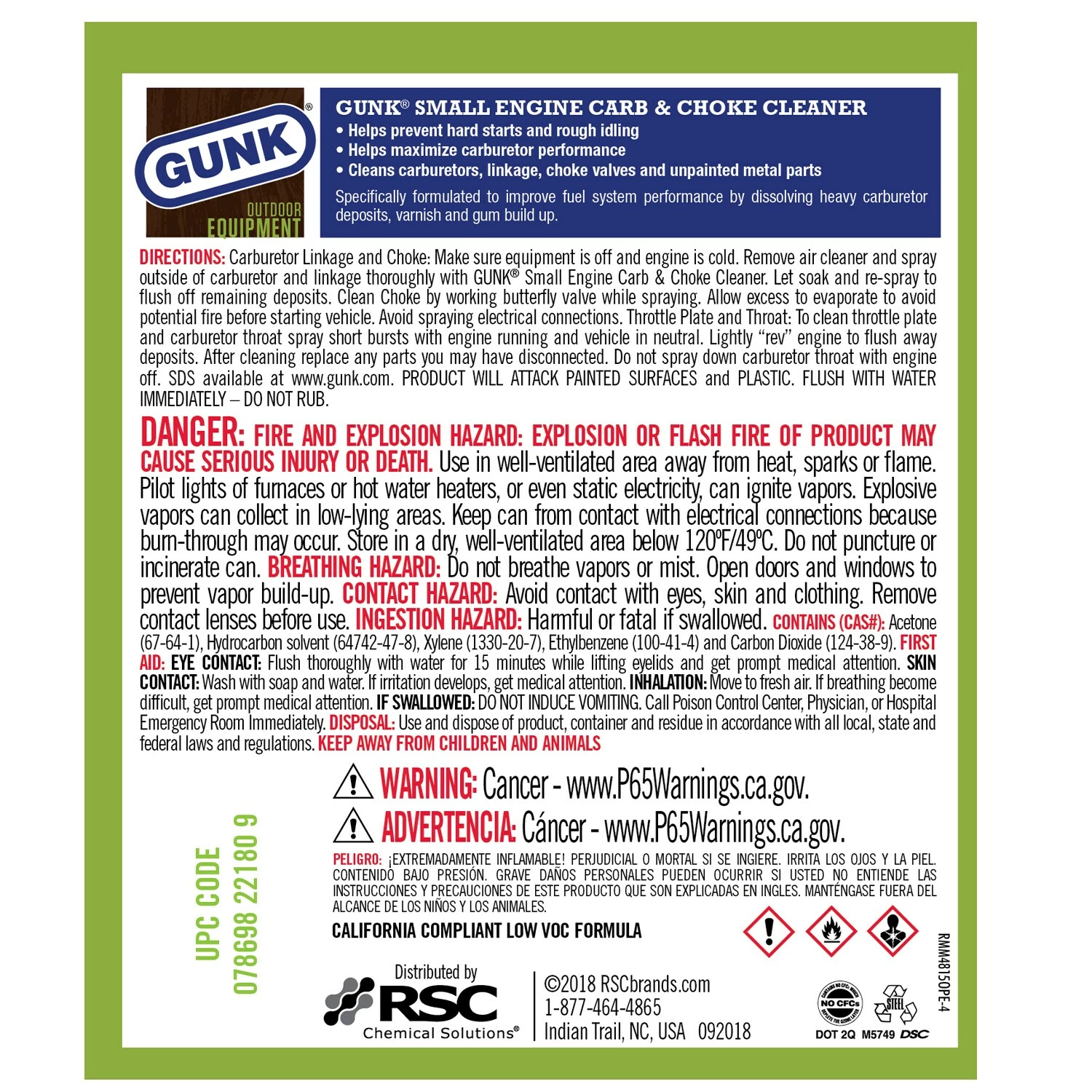 GUNK Outdoor Car Additives & Fluids 12.5-oz Carburetor Cleaner 6 GUNK Outdoor Car Additives & Fluids 12.5-oz Carburetor Cleaner - Image 6
